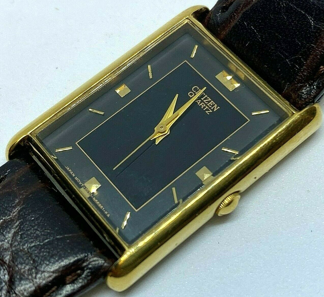 Vintage Citizen 1030 Men Hot Style Rectangle Analog Quartz Watch Hour~New Batter