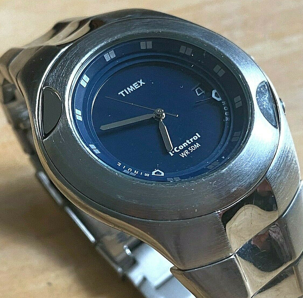 Timex Indiglo i-Control Alarm Men 50m Analog Quartz Watch Hours~Date~New Battery