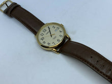 Load image into Gallery viewer, Timex Indiglo Men 30m Gold Tone Leather Analog Quartz Watch Hour~Date~New Batter
