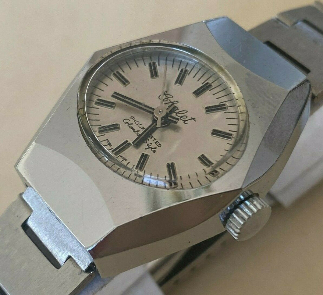 Vintage Chalet Columbia Style Lady Oval Silver Hand-Wind Mechanical Watch Hours