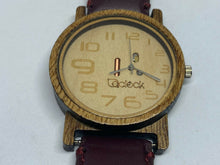 Load image into Gallery viewer, Mexico Made Mens Solid Wood Leather Band Analog Quartz Watch Hours~New Battery
