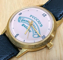 Load image into Gallery viewer, Vintage Puccio&#39;s Galore Mens Leather Gold Tone Hand-Wind Mechanical Watch Hours
