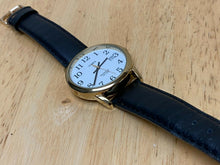 Load image into Gallery viewer, Timex Indiglo Men 30m Gold-White Leather Analog Quartz Watch Hours~Date~New Batt
