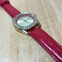 Load image into Gallery viewer, Unused Manhattan Croton Men Gold Tone Red Leather Quartz Watch Hours~New Battery
