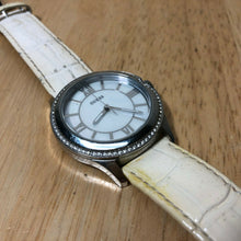 Load image into Gallery viewer, GUESS Steel Lady Silver Rhinestone Leather Analog Quartz Watch Hours~New Battery
