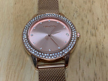 Load image into Gallery viewer, Unused Manchda Lady Rose Gold Rhinestone Mesh Analog Quartz Watch Hours~New Batt
