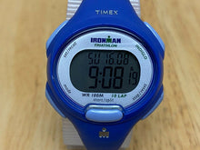 Load image into Gallery viewer, Timex Ironman Indiglo Lady Blue Silver Digital Alarm Chrono Watch Hours~New Batt
