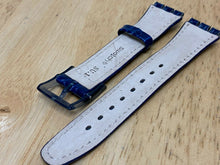 Load image into Gallery viewer, Original NEW Swatch Blue Genuine Leather Silver Hook Watch Strap Band~20 mm MAX
