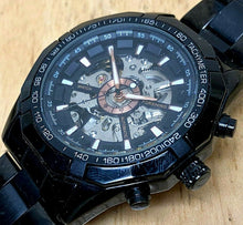 Load image into Gallery viewer, TM340 Men Black Skeleton Tachymeter Transparent Self-Wind Automatic Watch Hours
