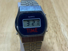 Load image into Gallery viewer, RARE Vintage Time Men Silver Digital Stopwatch Watch Hour~Light~Date~New Battery
