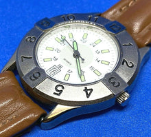 Load image into Gallery viewer, Vintage Avon Men Silver White Leather Analog Quartz Watch Hours~Date~New Battery
