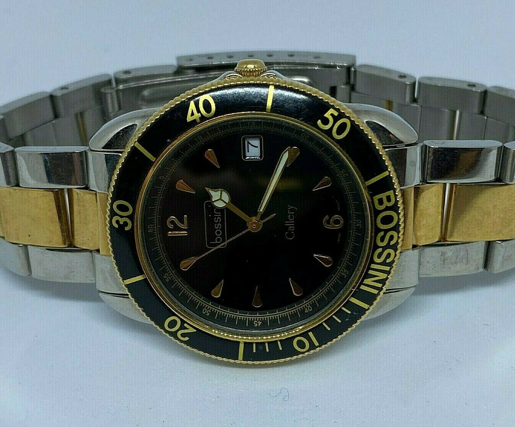 Bossini Gallery Men Lady Moving Bezel Analog Quartz Watch Hours~Date~New Battery