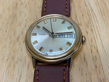 Load image into Gallery viewer, Vintage Timex Mercury Men Gold Tone Leather Hand-Wind Mechanical Watch Hour~Date
