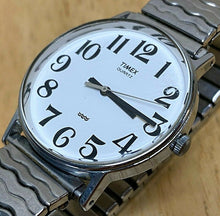 Load image into Gallery viewer, Vintage Timex Mens Silver White Large Numbers Analog Quartz Watch Hours~New Batt
