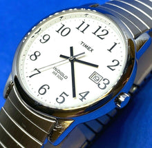 Load image into Gallery viewer, Timex Indiglo Mens 30m Silver White Stretch Analog Quartz Watch Hour~New Battery
