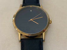 Load image into Gallery viewer, Vintage Acent Mens Classic Gold-Black Leather Hand Wind Mechanical Watch Hours
