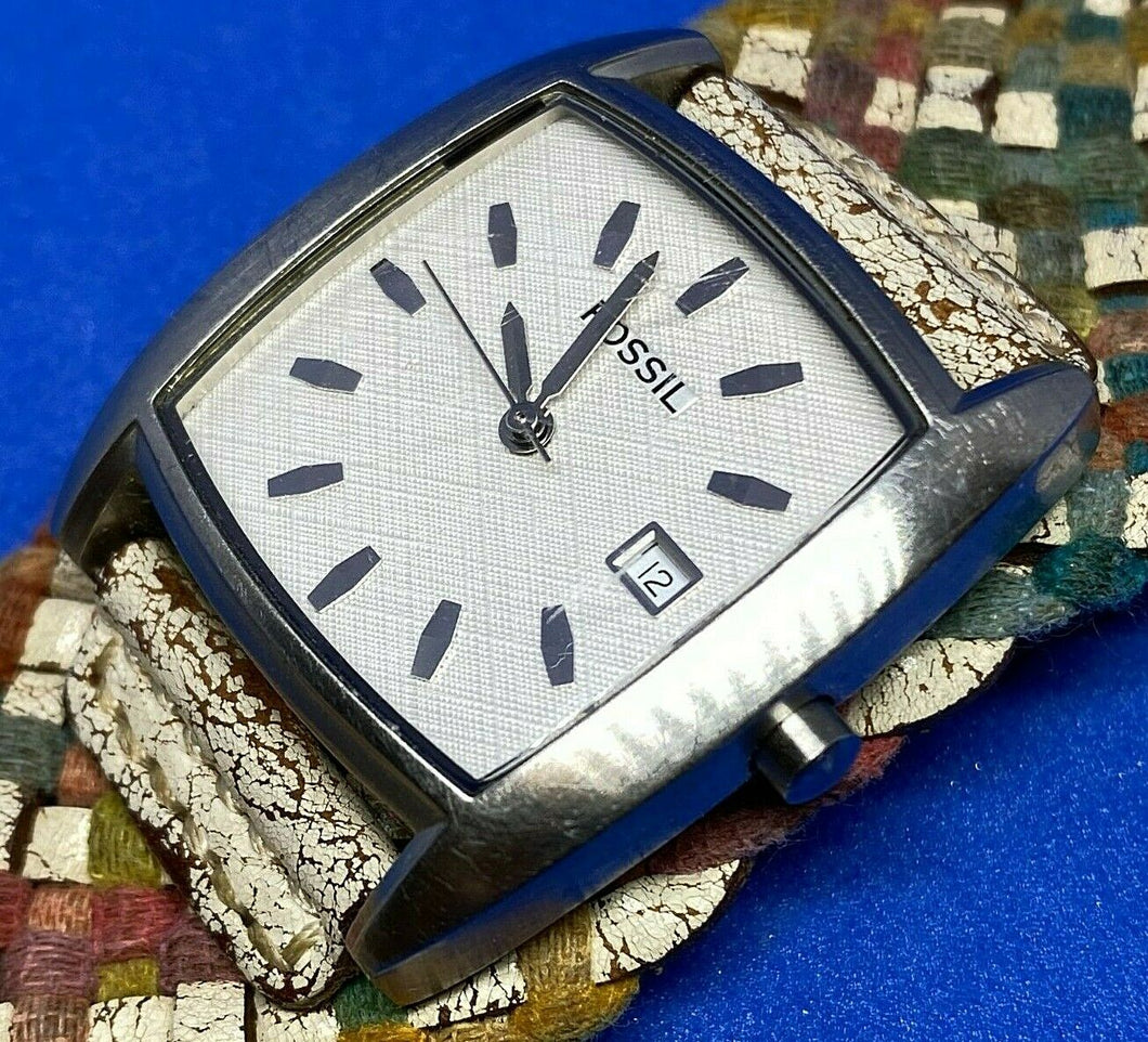 Fossil JR-8836 Lady Leather Bund Band Analog Quartz Watch Hours~Date~New Battery