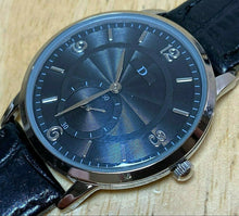 Load image into Gallery viewer, D Logo Men Small Seconds Silver Black Leather Analog Quartz Watch Hours~New Batt
