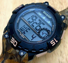 Load image into Gallery viewer, Sharp Men 50m Military Green Digital Alarm Chrono Quartz Watch Hours~New Battery
