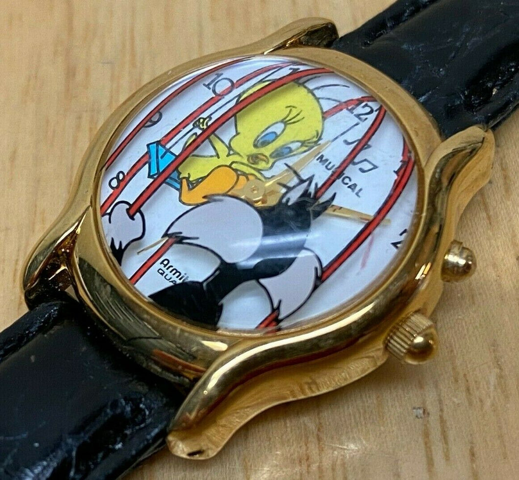 Armitron Tweedy Bird Lady Leather Analog Quartz Musical Watch Hours~New Battery