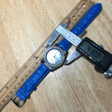 Load image into Gallery viewer, NEW Manhattan Croton Men Silver Blue Leather Analog Quartz Watch Hour~New Batter

