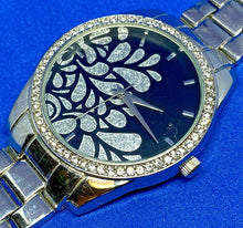 Load image into Gallery viewer, FMD Men Silver Black Japan Movt Rhinestone Analog Quartz Watch Hours~New Battery
