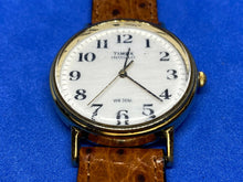 Load image into Gallery viewer, Vintage Timex Indiglo Men Gold Tone Leather Analog Quartz Watch Hour~New Battery

