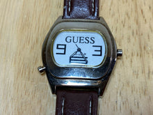 Load image into Gallery viewer, Vintage GUESS Indiglo Mens Leather Barrel Analog Quartz Watch Hours~New Battery
