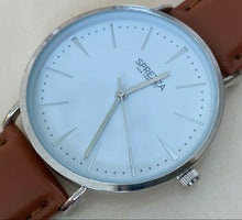 Load image into Gallery viewer, Unused SPREZZA Mens Silver White Thin Slim Analog Quartz Watch Hours~New Battery
