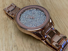 Load image into Gallery viewer, Unused ORTZ Mens Rose Gold Tone Rhinestone Analog Quartz Watch Hours~New Battery
