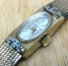 Load image into Gallery viewer, Waltham Lady 10k Gold Filled Band 6 Diamonds 17J Hand-Wind Mechanical Watch Hour
