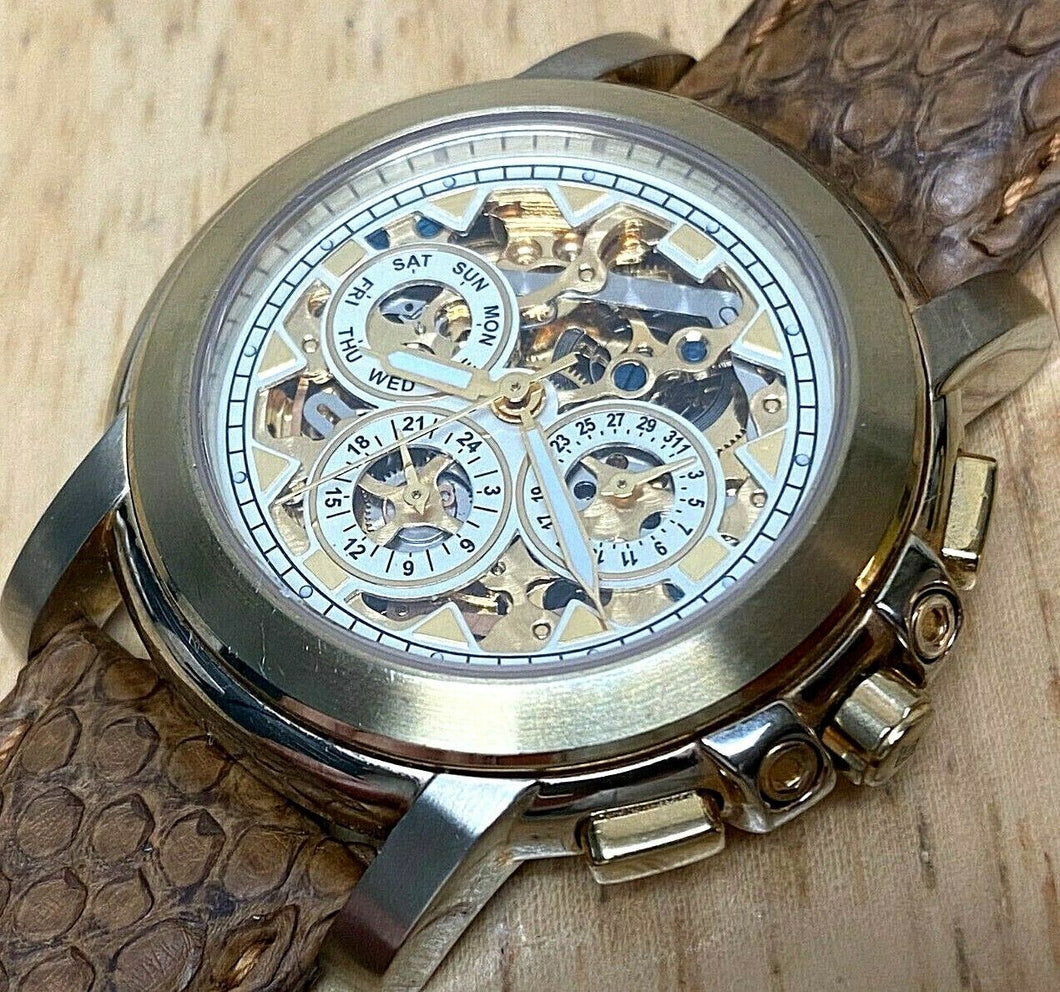 Unbranded Men 20 Jewels Sapphire Golden Skeleton Automatic Self-Wind Watch hour