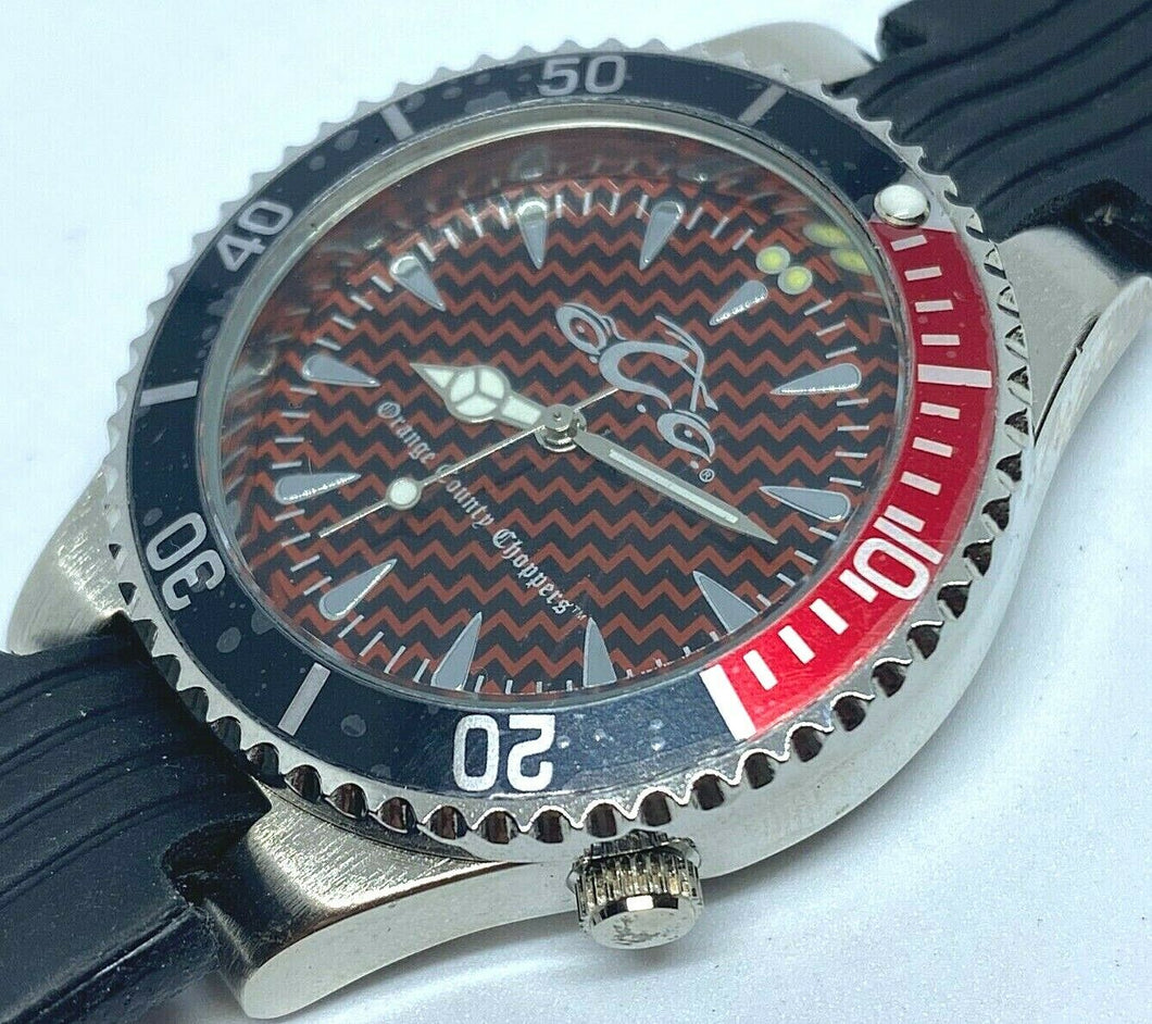 Unused Orange County Choppers Men Pepsi Moving Bezel Quartz Watch Hours~New Batt