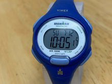 Load image into Gallery viewer, Timex Ironman Indiglo Lady Blue Silver Digital Alarm Chrono Watch Hours~New Batt
