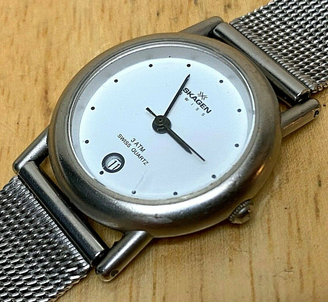 Skagen Denmark Lady 30m Swiss ETA Movt Analog Quartz Watch Hour~Date~New Battery