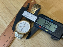 Load image into Gallery viewer, Vintage Timex Men Classic Gold-White Stretch Analog Quartz Watch Hour~New Batter
