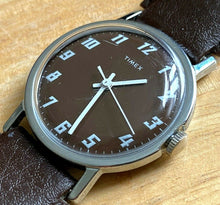 Load image into Gallery viewer, VTG Timex Mercury Men Silver Brown Original Bnad Hand-Wind Mechanical Watch Hour
