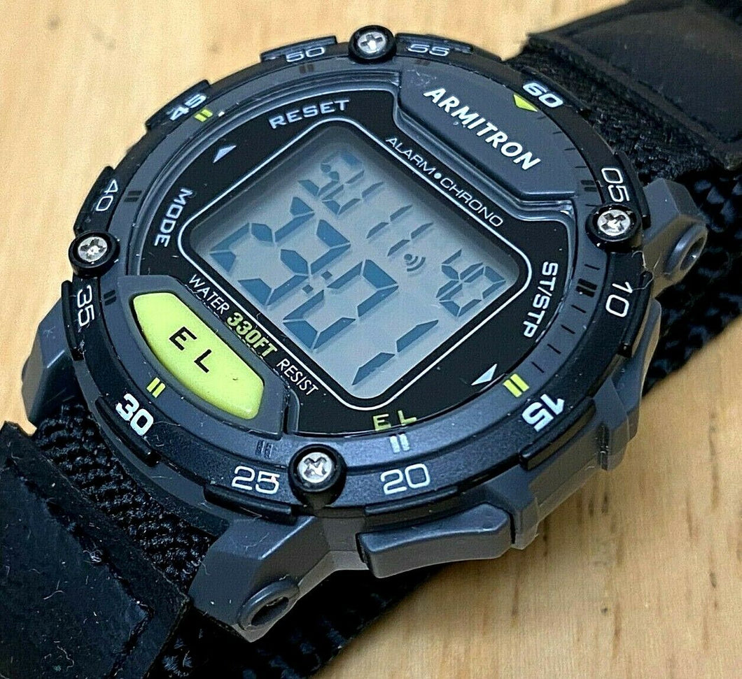 Unused Armitron 40/8291 Men 50m Nylon Digital Alarm Chrono Watch Hour~New Batter