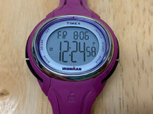 Load image into Gallery viewer, Timex Ironman Lady 100m Purple Oval Digital Alarm Chrono Watch Hours~New Battery
