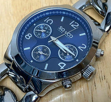 Load image into Gallery viewer, SO &amp; CO Lady Silver Blue Thick Chain Bracelet Analog Quartz Watch Hours~New Batt
