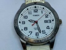 Load image into Gallery viewer, Timex Indiglo Mens 50m Silver White Analog Quartz Watch Hours~Date~New Battery
