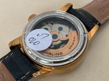 Load image into Gallery viewer, Stuhrling Men Lady 20 Jewels Skeleton Gold Tone Self-Wind Automatic Watch Hours
