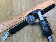 Load image into Gallery viewer, ORTZ  Mens Ultra Thin Silver Black Leather Analog Quartz Watch Hours~New Battery
