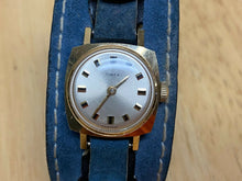 Load image into Gallery viewer, Vintage Timex Lady Gold Tone Leather Bund Band Hand-Wind Mechanical Watch Hours
