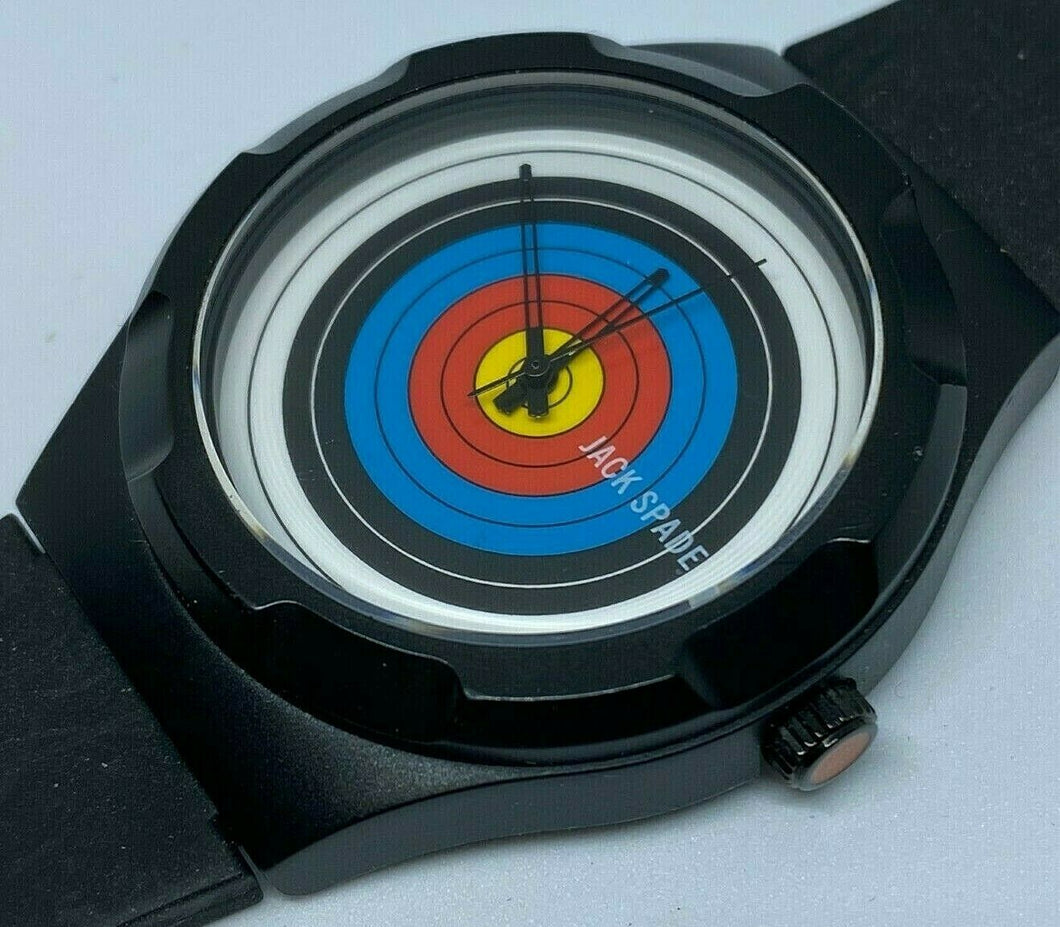 Jack Spade Men Lady 30m Target Dial Black Analog Quartz Watch Hours~New Battery