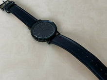 Load image into Gallery viewer, ARVO YOUNIQUE Fundation Men All Black Leather Analog Quartz Watch Hours~New Batt
