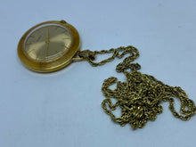 Load image into Gallery viewer, Vintage ADRA Lady Gold Tone Slim Hand-Wind Necklace Pendant Pocket Watch Hours
