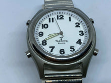 Load image into Gallery viewer, OEM Men Silver White Atomic Radio Controlled Talking Analog Watch Hours~New Batt
