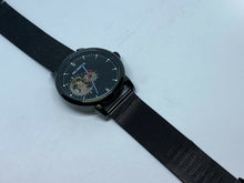 Load image into Gallery viewer, Clean MG. Orkina Men Black Skeleton Mesh Band Self-Wind Automatic Watch Hours
