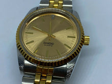 Load image into Gallery viewer, VTG Generation Men Dual Tone Fluted Bezel Diamond Quartz Watch Hours~New Battery
